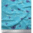 thumbnail image 1 of Soimoi Blue polyester Crepe Fabric Dot & Butterfly Fabric Prints By Yard 52 Inch Wide, 1 of 1