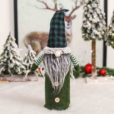 

Merry Christmas Santa Wine Bottle Bag Cover Xmas Festival Party Table Decor Christmas Wine Bottle Set Green