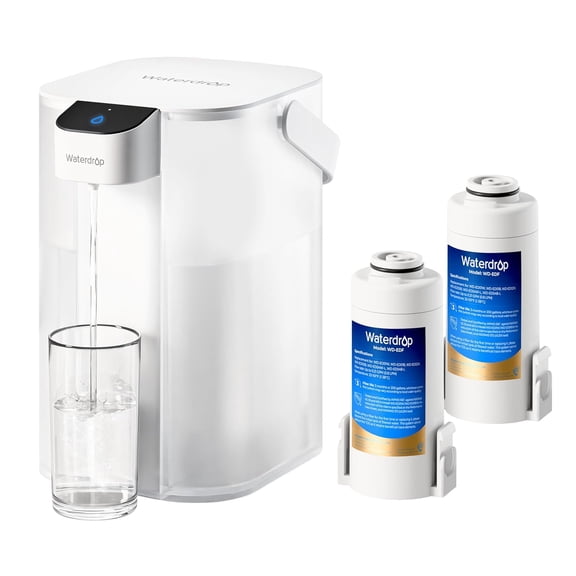 Waterdrop Electric Water Filter Pitcher, Dispenser, 200-Gallon Water Purifier, NSF/ANSI 401&53&42&372, Reduce PFAS, Lead, Chlorine, 15-Cup, White, with 2 Filter