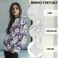 thumbnail image 6 of COEQINE Tops Oversized Women's Hoodies Sweatshirts Pullover Fashion Y2K Loose Crewneck Fit Soft Casual Wear Long Sleeves Purple Flower Hooded Sweatshirt Outfits Clothes, M, 6 of 7