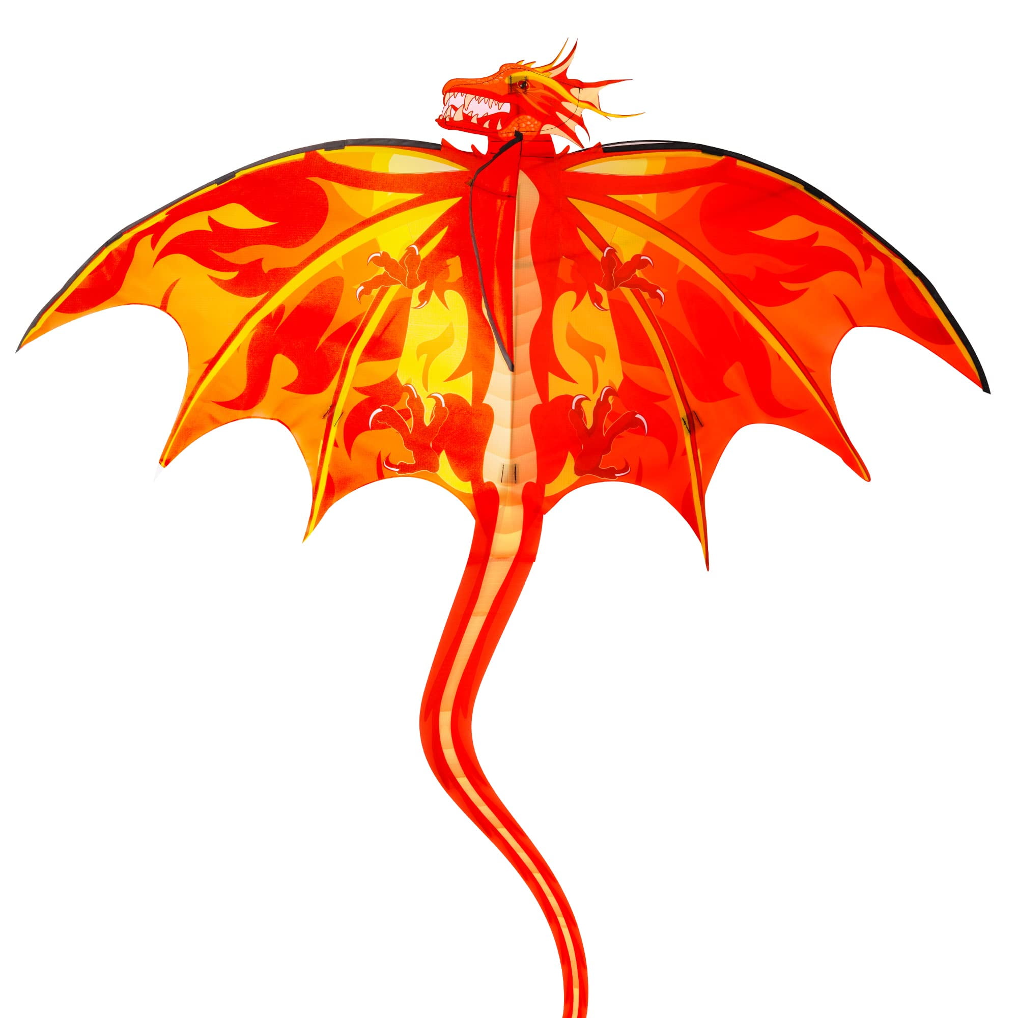 4 Pack Kites - Large Fire Dragon Kite Green Snake Kite Devil Fish Kite Red Mollusc Octopus with Long Colorful Tail for Kids Adults Outdoor Game Activities