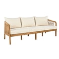 thumbnail image 4 of Christopher Knight Home 5PCS Outdoor Patio Furniture Set with Ottoman & Table, Wood Rattan Frame, Teak+Beige, 4 of 13