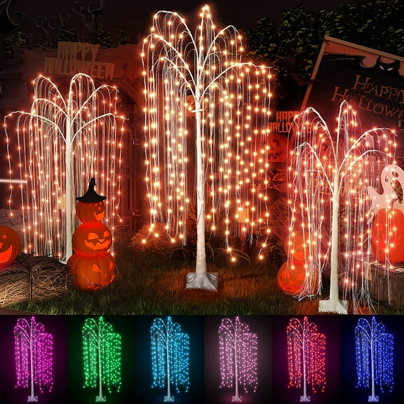 Recaceik 3-Piece Lighted Willow with Remote Colorful Christmas Decorations