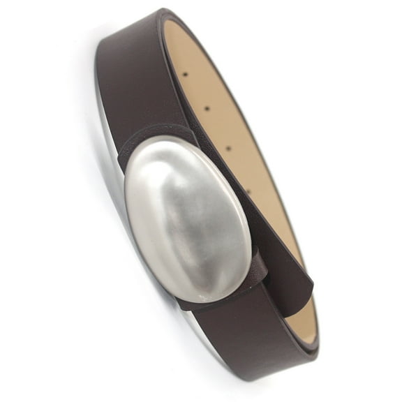 lanema Women Oval Metal Buckle Waist Belt Fashion Simple Solid Color PU Leather Belt