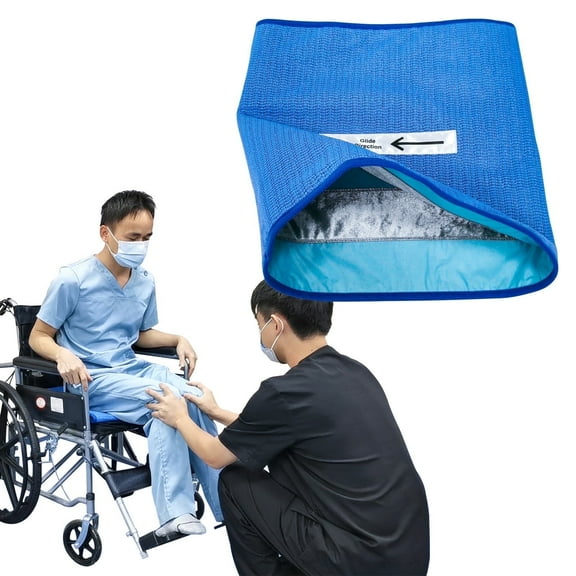 Ehucon Non-Slip Fabric Wheelchair Seat Cushion with Office Support Pad, One Direction Tubular Slide Sheet, Blue
