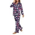 thumbnail image 2 of SCRAWLGOD Love Heart Womens Pajamas Long Sleeve Pj Set Women Pjs Fall Trendy Clothes V Neck 2 Set Outfits for Women Lightweight Women Nightwear Size 3XL, 2 of 7
