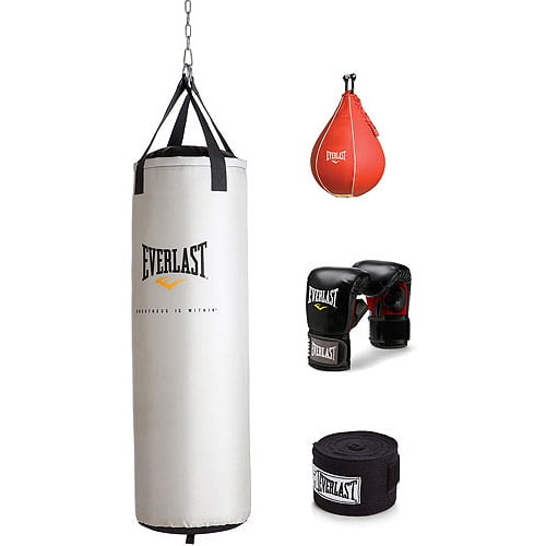 Everlast 70 Lb MMA Heavy Boxing Punching Bag Kit Wraps Gloves Kicking Training 