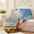 thumbnail image 2 of Smiling Pig Farm Throw Blanket for Girls Boys Kids Adults, 50x60 in, Cozy Flannel Blanket for Bedroom, Camping, Couch, Room Decor, Fuzzy Warm Soft Gifts, 2 of 10