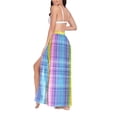 thumbnail image 3 of Women Sarong Wraps Rainbow Checkered Swimsuit Beach Pareo Bikini Coverups Skirt M, 3 of 7