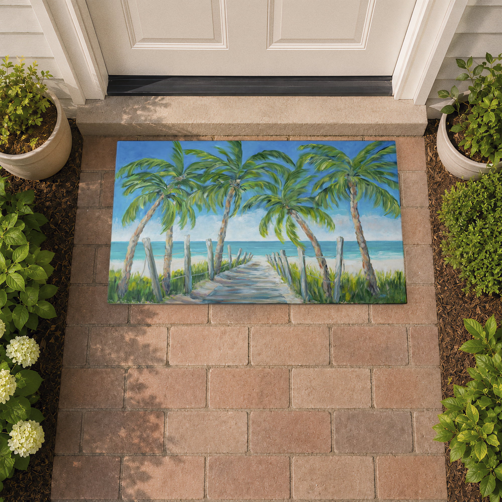 Stupell Industries Beach Path Lined with Palms Printed Outdoor Door Floor Mat, design by Julie DeRice