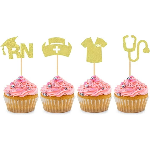 12pcs Nursing Cupcake Toppers Nurse Graduation Cupcake Picks for Medical Rn Themed Party Medical School Graduation Party Birthday Party Cake Decorations Supplies