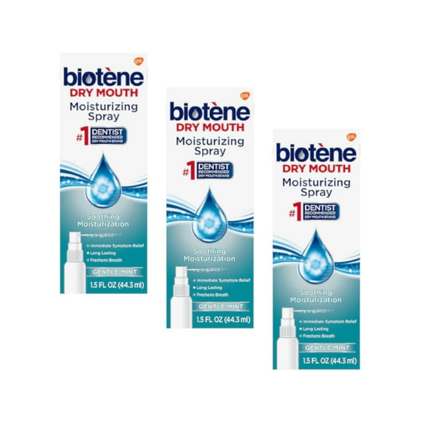 3 Pack Biotene Dry Mouth Moisturizing Spray 1.5 oz Each Gentle Mint