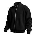 thumbnail image 5 of Eiyaclvo Zip Up Sweatshirt for Men No Hood Waffle Knit Jacket Full Zip Stand Collar Long Sleeve Fall Sweatshirt Jackets L, 5 of 7