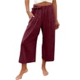 thumbnail image 3 of Women's High Waisted Cropped Wide Leg Pants Summer Loose Travel Work, 3 of 9