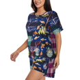 thumbnail image 2 of Bixox Women's Sea Inhabitans and Herb Printed Pajama Set 2 Piece Lounge Set Top and Shorts Soft Pajamas, Shorts with Pockets, 2 of 7