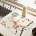 thumbnail image 2 of Yayeee Dish Drying Mat for Kitchen Counter 16" x 18" Microfiber Super Absorbent Coffee Decorative Pad, Light Red Flowers, 2 of 9