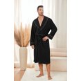 thumbnail image 4 of U2SKIIN Men Fleece Robe,Soft Lightweight Long Shawl Collar Bathrobe,(Black,S-M), 4 of 5