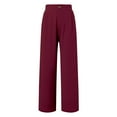 thumbnail image 4 of MIASHUI Women's High Waist Casual Pants Solid Color Comfortable Office Trousers Loose Fit Daily Lounge Wear Long Tailored Wide Leg Pants for Women Red,XL, 4 of 6