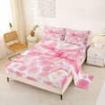 thumbnail image 2 of Manfei Pink Rose Floral Bow Queen Sheet Sets For Girl,Watercolor Bloom Flowers Bed Set,4pcs, 2 of 6