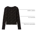 thumbnail image 2 of Remera GAP para Niñas Manga Larga con Cuello Henley Acanalado Negra con Estampado Floral Talle M, 2 of 2