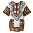 thumbnail image 2 of Cotton African Dashiki Skirt Dress Loose Fit Short Sleeve Caftan Tops for Men - Yellow, as described, 2 of 10
