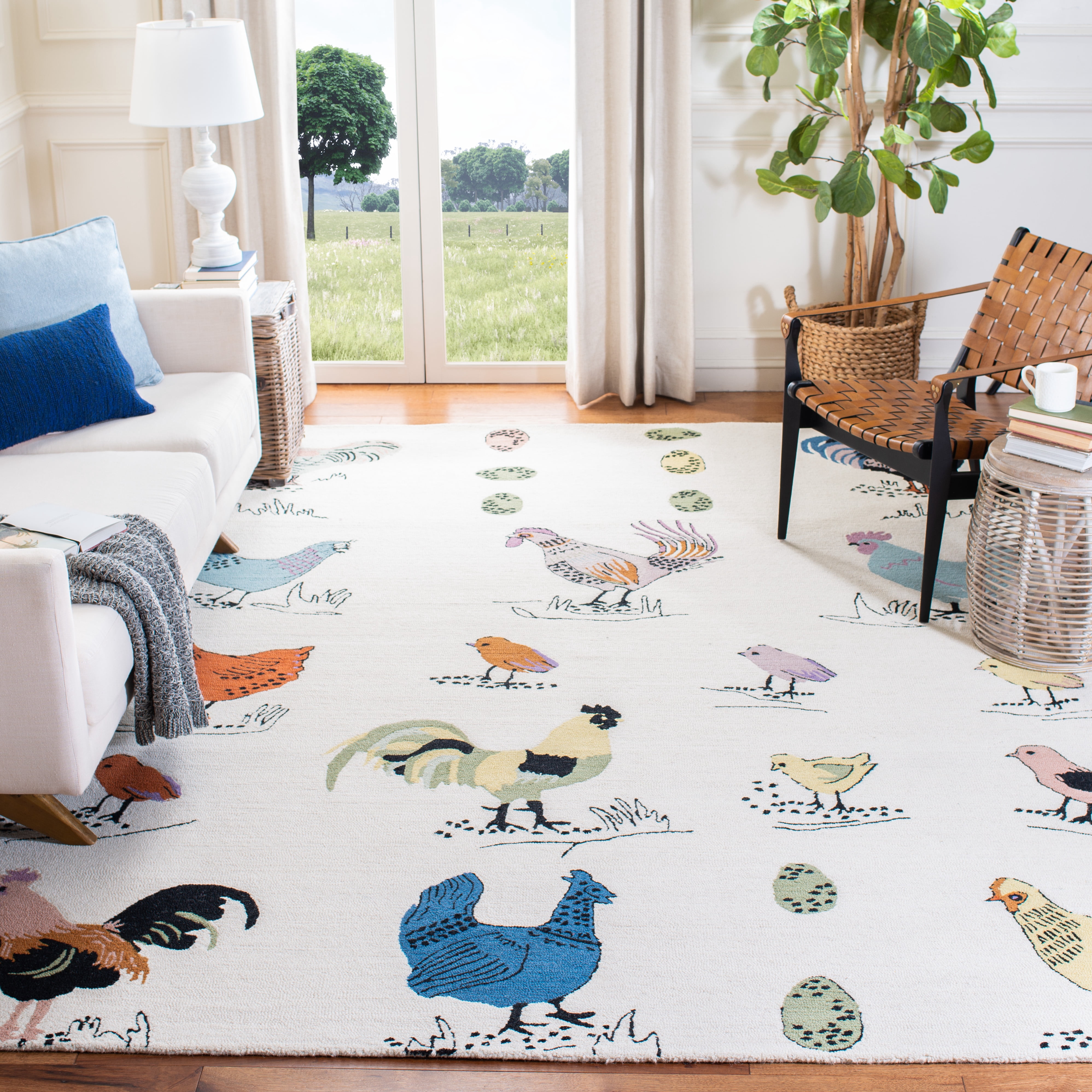 SAFAVIEH Novelty Gracelyn Novelty Area Rug, Ivory/Blue, 8' x 10'