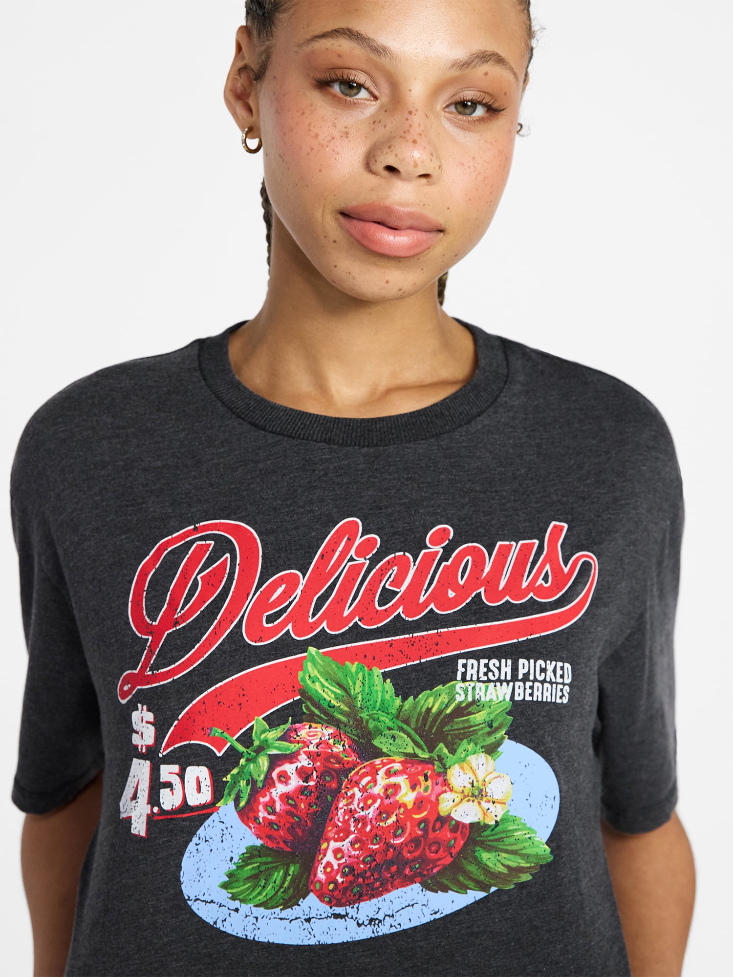 No Boundaries Boxy Cropped Graphic Tee, Women's XXS-XXL