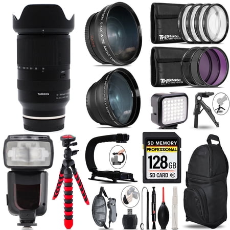 Tamron 18-300mm f/3.5-6.3 Di III-A VC VXD Lens for Sony E+ LED Light + Tripod - 128GB Accessory Bundle