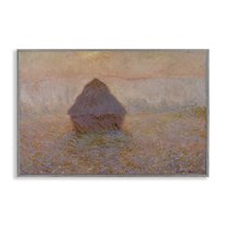 Stupell Industries Classical Monet Grainstack Landscape & Nature Painting Gray Framed Art Print Wall Art, 30 x 20