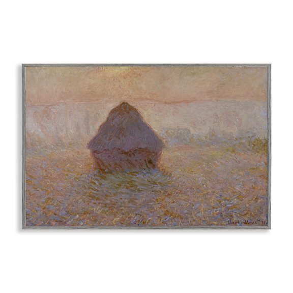 Stupell Industries Classical Monet Grainstack Landscape & Nature Painting Gray Framed Art Print Wall Art, 30 x 20