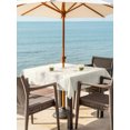 thumbnail image 4 of Square Outdoor Tablecloth with Umbrella Hole Vintage Flowers Outside Table Cloth Waterproof Patio Table Cover Spring Floral Beige Blue Retro Art Zipper Tablecloths for Picnic Party Camping 54x54 Inch, 4 of 8