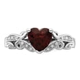 thumbnail image 5 of Sterling Silver Rhodium-plated Diamond and Garnet Ring, 5 of 6