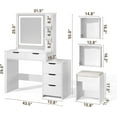 thumbnail image 4 of Asofer 6-piece bedroom set with lighted dresser, king bed frame, 2 chests of drawers and 2 nightstands, white, 4 of 32