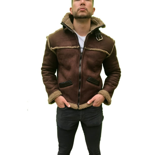 Chamarra cafe con borrega hombre new arrivals