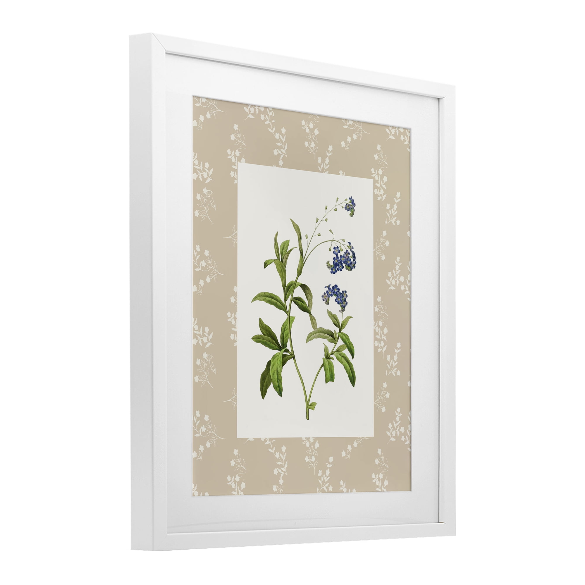 Stupell Industries Botanical Plate Design White Framed Print Under Glass, design by Val Rhodes