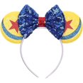thumbnail image 1 of Diadema con lazo para orejas de ratón, disfraz de cosplay decorativo de princesa con purpurina para niñas y mujeres JM, 1 of 5