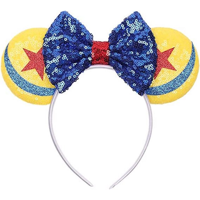Diadema con lazo para orejas de ratón, disfraz de cosplay decorativo de princesa con purpurina para niñas y mujeres JM
