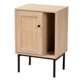 thumbnail image 2 of Baxton Studio Sherwin Mid-Century Modern Light Brown and Black 1-Door Cabinet with Woven Rattan Accent, 2 of 9