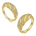 thumbnail image 1 of Bangcool Croissant Ring Chunky Twisted Braided Rhinestones Dome Ring Signet Band Ring, 1 of 10