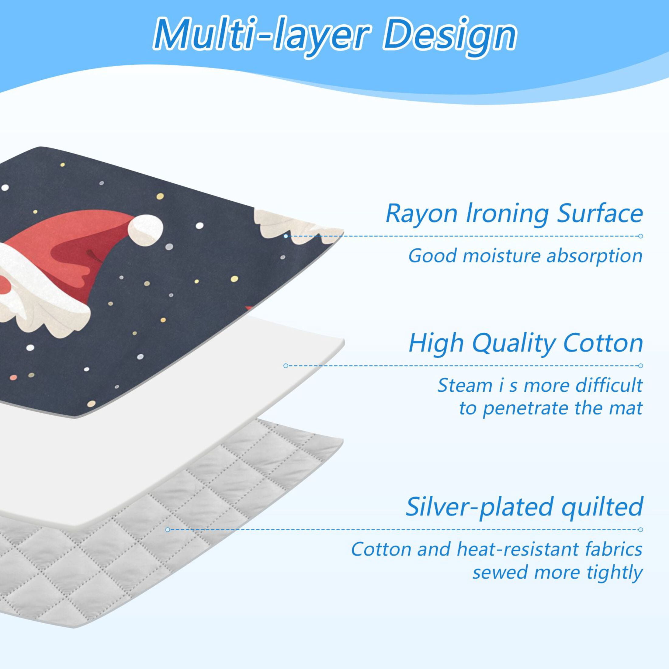 Stars Hat Christmas Ironing Mat Blanket Portable Travel Ironing Pad Heat Resistant Pad 47.2" x 27.6”