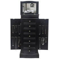 Winado 7 Drawer Wooden Jewelry Cabinet Chest Storage Organizer Stand, Black