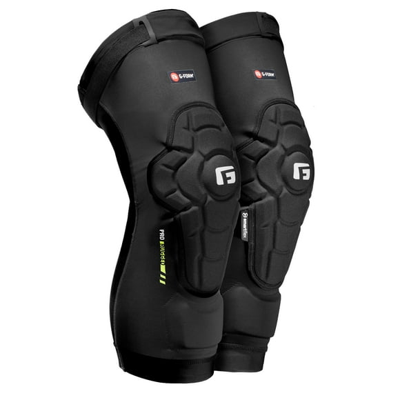 G-Form Pro-Rugged 2 MTB Knee Guards - Compression Knee Gear for Protection - Comfortable for Men & Women - Breathable & Durable Guards for Mountain Biking - Black, Adult