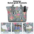 thumbnail image 2 of Tote Bag for Women - Schnauzer and Flower Shoulder Bag - Large Utility Work Duffle Bag with Zipper Handbag for Travel, Work, Sprots, 2 of 5