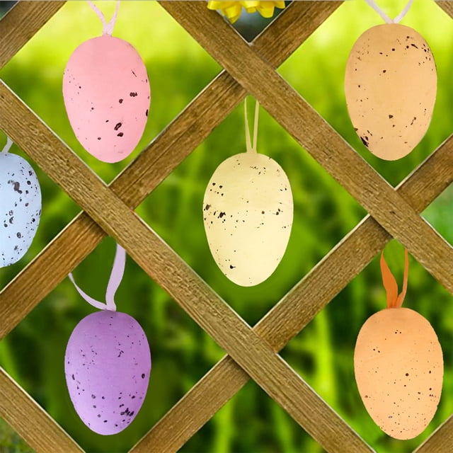 Fiudx Juego de Huevos de Pascua, Decoración de Plástico Multicolor, Diseño Moteado Realista, Reutilizables para El Hogar y La Oficina, Festividades Navideñas, 12 Piezas, 6 X 4 Cm Cada Una, Ideales pa