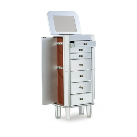 Powell Mirrored Wood Jewelry Armoire In Silver Canada Powell Mirrored Wood Jewelry Armoire In, Mirrored Jewelry Armoires