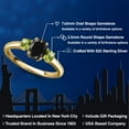 thumbnail image 2 of Gem Stone King 18K Yellow Gold Plated Silver Black Sapphire and Green Peridot Engagement Ring for Women | 1.51 Cttw | Oval 7X5MM | Gemstone September Birthstone | Size 9, 2 of 6