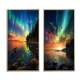 thumbnail image 2 of Designart "Magical Aurora Borealis Serene Arctic Lake III" Northern Lights Framed Wall Art Set Of 2 - Traditional Green Framed Canvas Set For Living Room Decor, 2 of 6