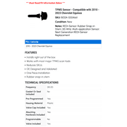 TPMS Sensor - Compatible with 2010 - 2023 Chevy Equinox 2011 2012 2013 2014 2015 2016 2017 2018 2019 2020 2021 2022