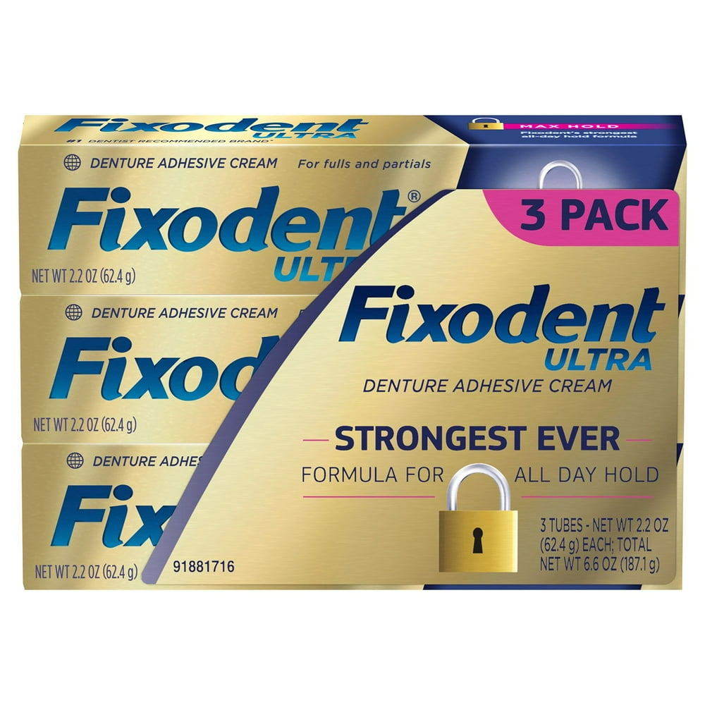 Fixodent Ultra Max Hold Dental Adhesive (2.2 Ounce 3 Pack) Walmart