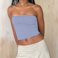 thumbnail image 6 of Avtoify Women's Solid Color Style Double-Layer Striped Tube Top, 6 of 10